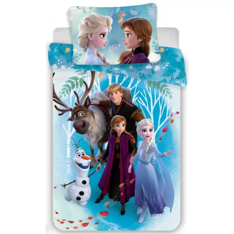 Lenjerii de pat copii, Frozen 2 piese albastra toate personajele 100x135cm, 40x60 cm [1]