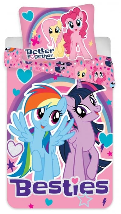 Lenjerii de pat copii, My Little Pony Better together 2 piese 100x135 cm, 40x60 cm [1]