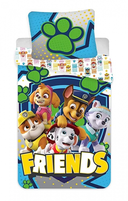 Lenjerii de pat copii, Paw Patrol, Friends 2 piese 100x135 cm, 40x60 cm [1]