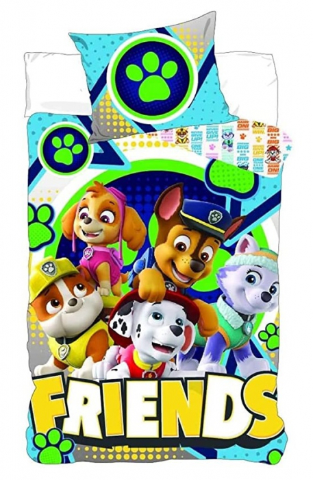 Lenjerii de pat copii, Paw Patrol, Friends 2 piese 100x135 cm, 40x60 cm [2]