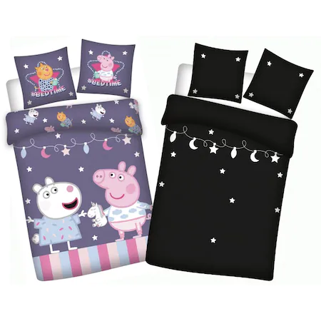 Lenjerii de pat copii, Peppa Pig Glow in Dark Bedtime 2 piese 100x135, 40x60 cm [2]