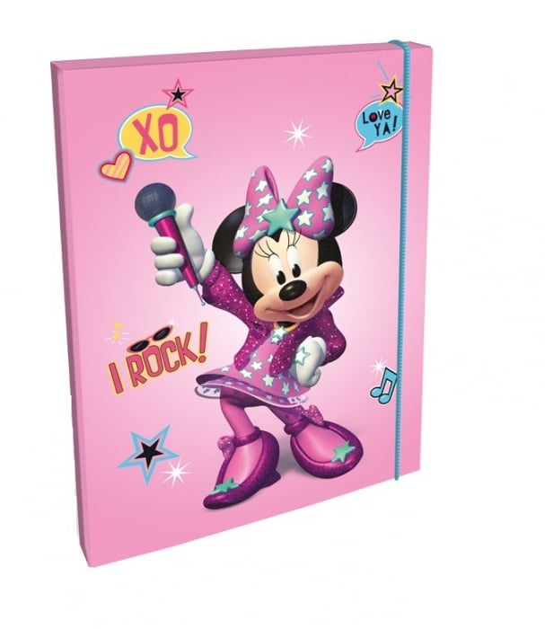 Dosar carton cu elastic roz Minnie Mouse 25x34 cm [1]