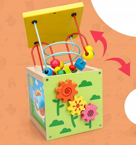 Cub sortator educativ 5 in 1 din lemn, 17╤à17╤à30 cm [6]