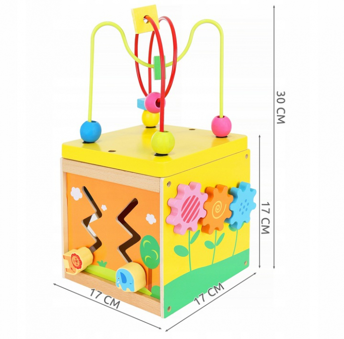 Cub sortator educativ 5 in 1 din lemn, 17╤à17╤à30 cm [5]