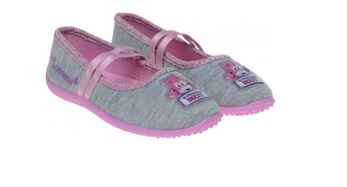 Pantofi de interior Super Wings, cu bareta elastica, gri [4]