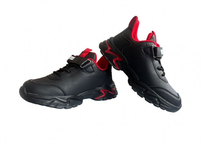 Pantofi sport pentru copii, material piele ecologica,negru/orange Star [5]