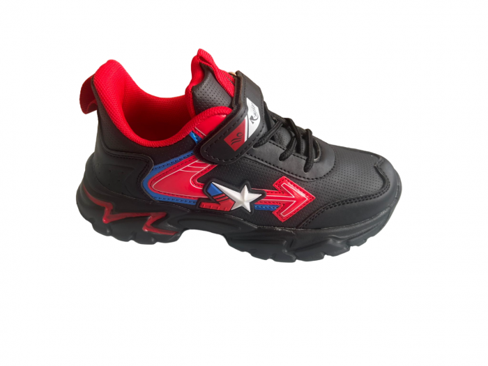 Pantofi sport pentru copii, material piele ecologica,negru/orange Star [3]