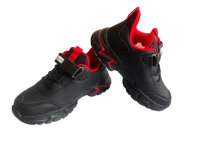 Pantofi sport pentru copii, material piele ecologica,negru/orange Star [4]