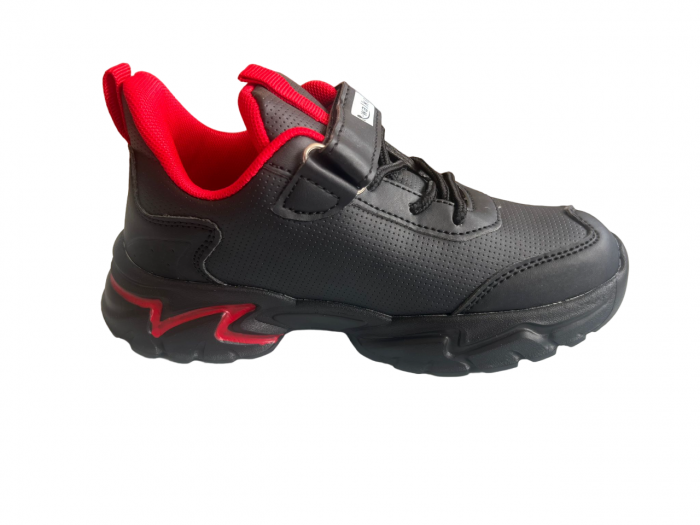 Pantofi sport pentru copii, material piele ecologica,negru/orange Star [2]