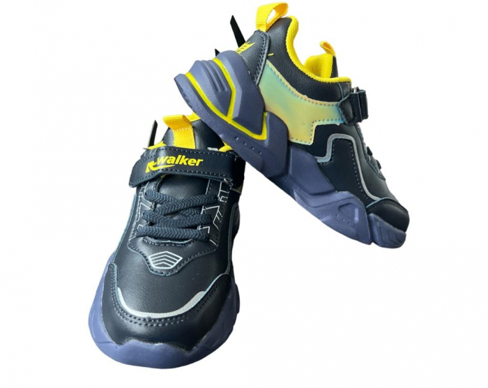 Pantofi sport pentru copii, material piele ecologica, bleumarin/verde [3]