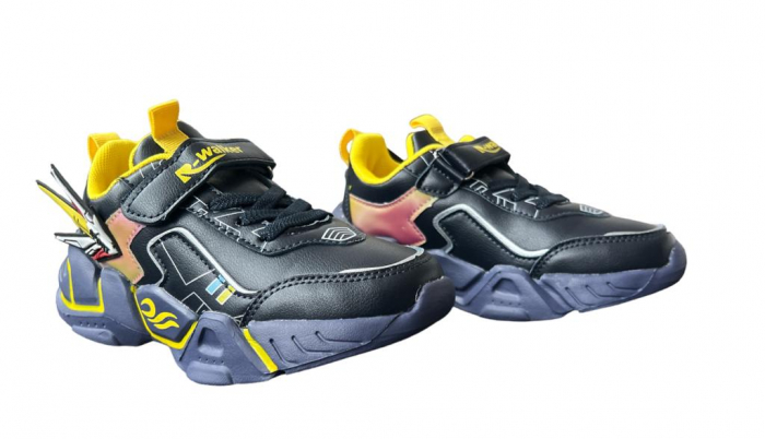 Pantofi sport pentru copii, material piele ecologica, bleumarin/verde [2]