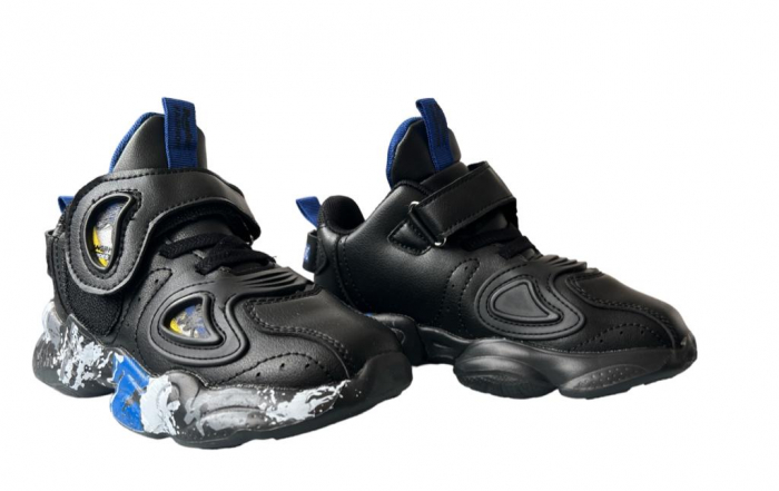 Pantofi sport pentru copii, material piele ecologica, negru/albastru [2]