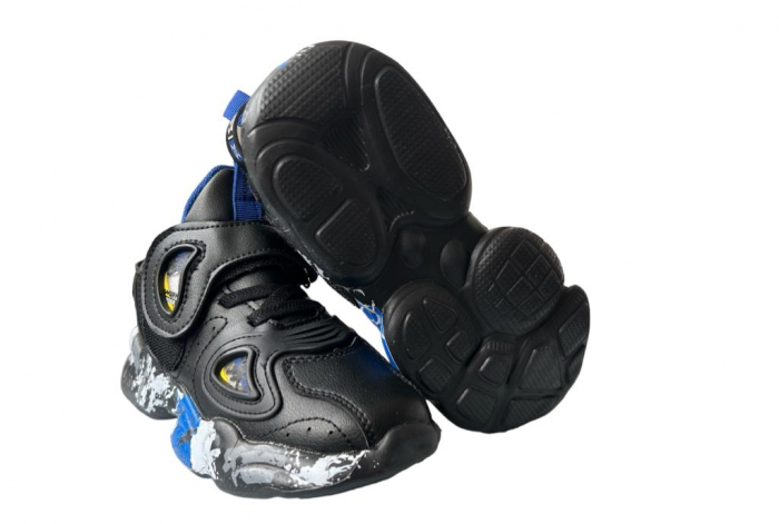 Pantofi sport pentru copii, material piele ecologica, negru/albastru [3]
