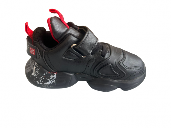Pantofi sport pentru copii, material piele ecologica, negru/rosu [2]