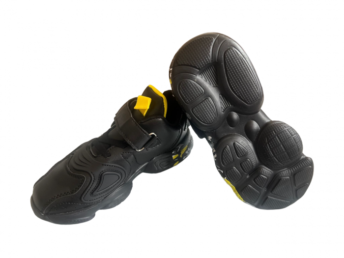 Pantofi sport pentru copii, material piele ecologica, negru/galben [4]