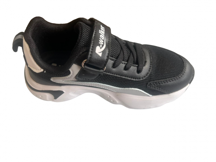 Pantofi sport pentru copii, material textil, black&white [2]