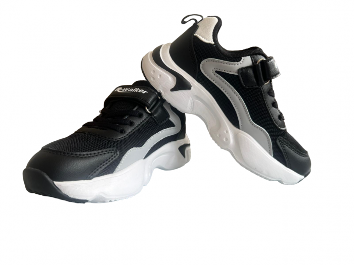 Pantofi sport pentru copii, material textil, black&white [4]