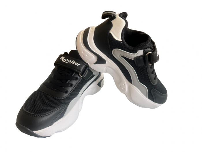 Pantofi sport pentru copii, material textil, black&white [5]