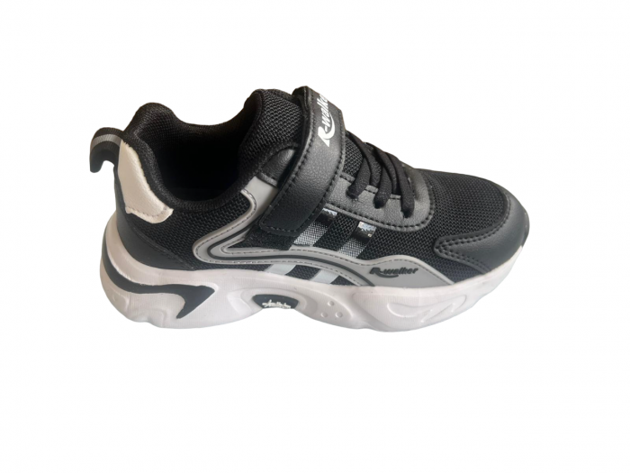 Pantofi sport pentru copii, material textil, black&white [3]
