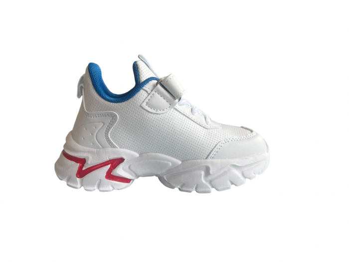 Pantofi sport pentru copii, material piele ecologica, alb/albastru [2]