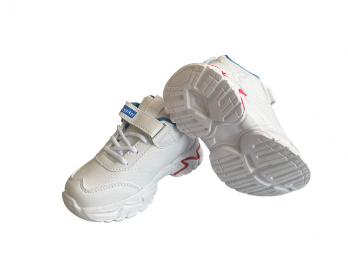 Pantofi sport pentru copii, material piele ecologica, alb/albastru [4]