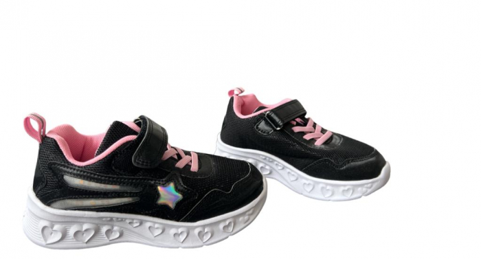 Pantofi sport pentru copii, material textil, bleumarin, cu leduri [2]