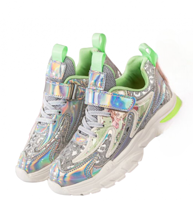 Pantofi sport pentru copii, material piele ecologica, argintiu [3]