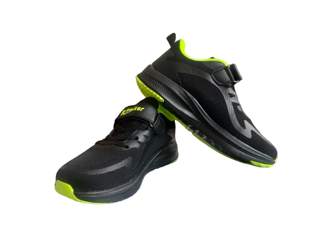 Pantofi sport pentru copii, material textil, negru/verde [2]
