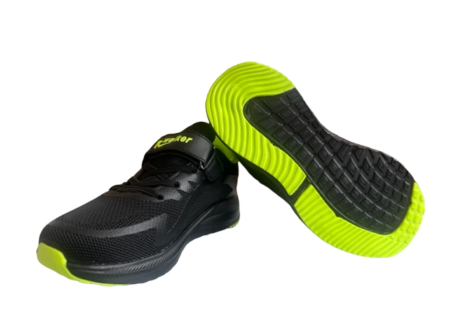 Pantofi sport pentru copii, material textil, negru/verde [4]