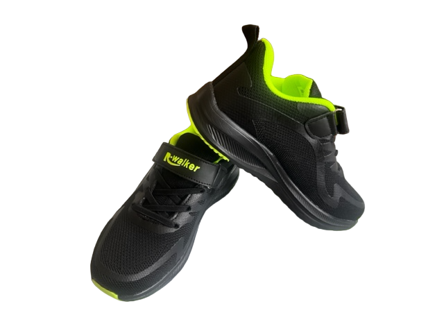 Pantofi sport pentru copii, material textil, negru/verde [3]
