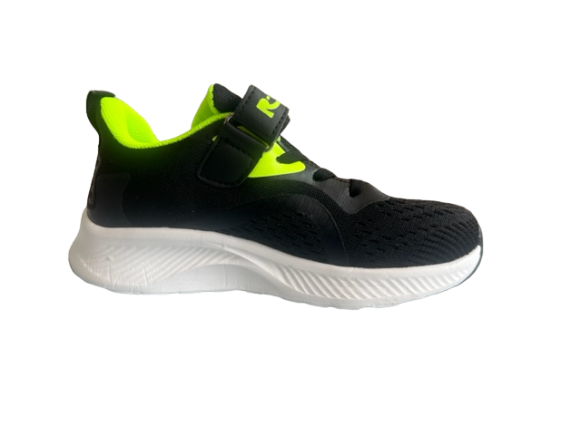 Pantofi sport pentru copii, material textil, negru/verde, talpa alba [3]