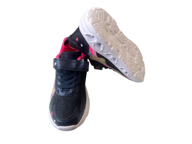 Pantofi sport pentru copii, material textil, bleumarin, model fluturi si talpa cu leduri [5]