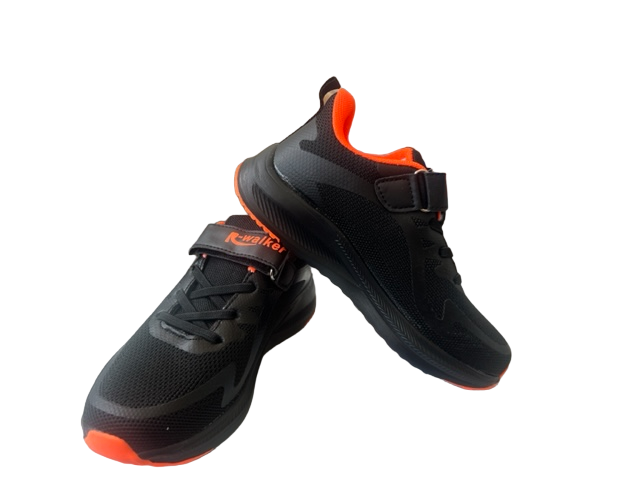 Pantofi sport pentru copii, material textil, negru/orange [2]