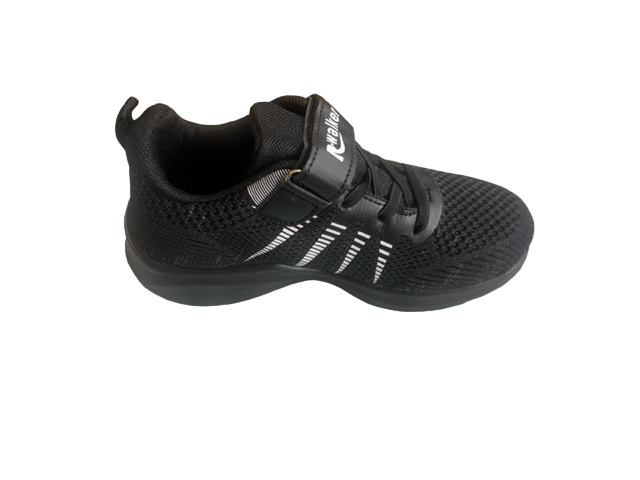 Pantofi sport pentru copii, material textil, negru/dungi albe [2]