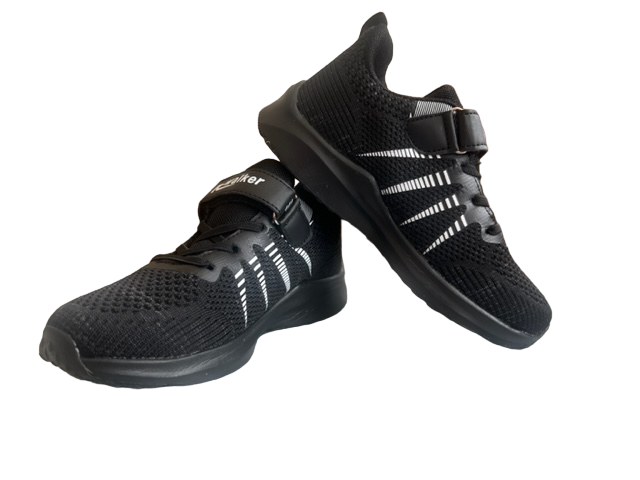 Pantofi sport pentru copii, material textil, negru/dungi albe [3]