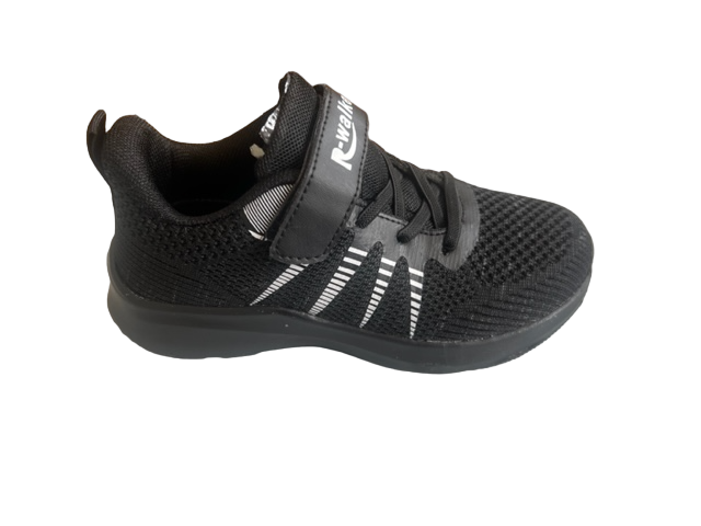 Pantofi sport pentru copii, material textil, negru/dungi albe [5]