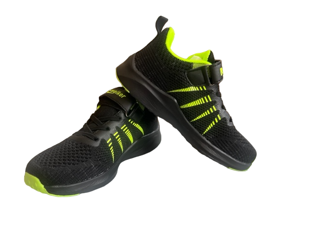 Pantofi sport pentru copii, material textil, negru/verde neon [3]