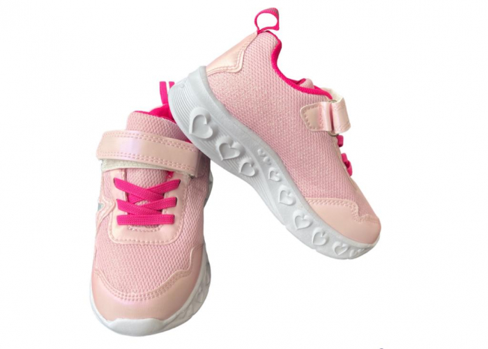 Pantofi sport pentru copii, material textil, roz, talpa cu leduri [3]