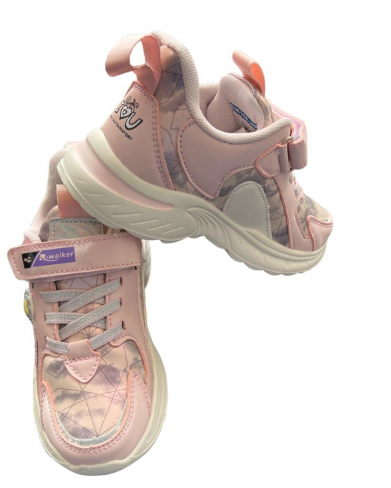 Pantofi sport pentru copii, material piele ecologica, roz, Heart [4]