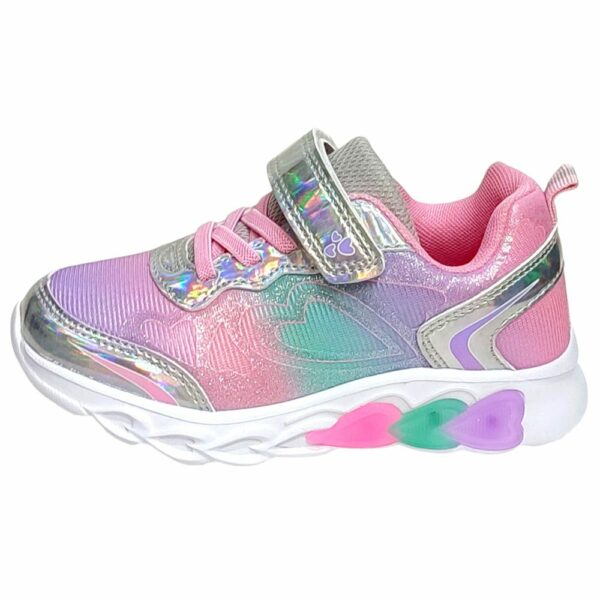Pantofi sport pentru copii, material textil, roz, talpa cu leduri inimioare [3]