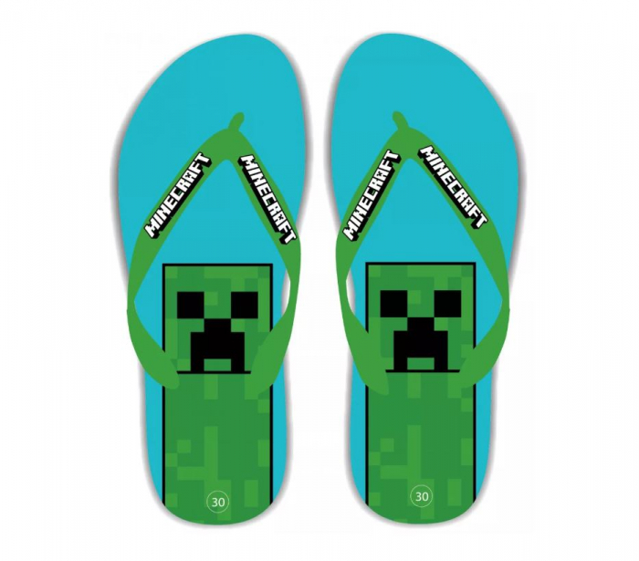 Papuci slapi flip flop, Minecraft, albastru [2]