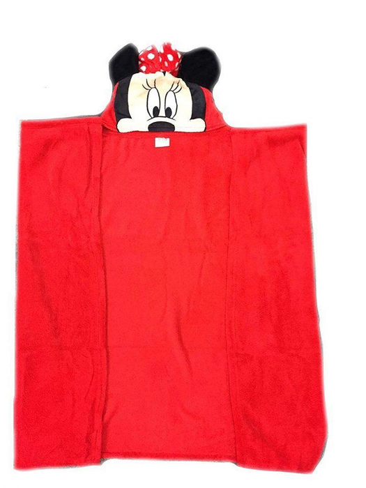 Patura copii cu gluga Minnie Mouse cocolino rosu 80 x120 cm [2]