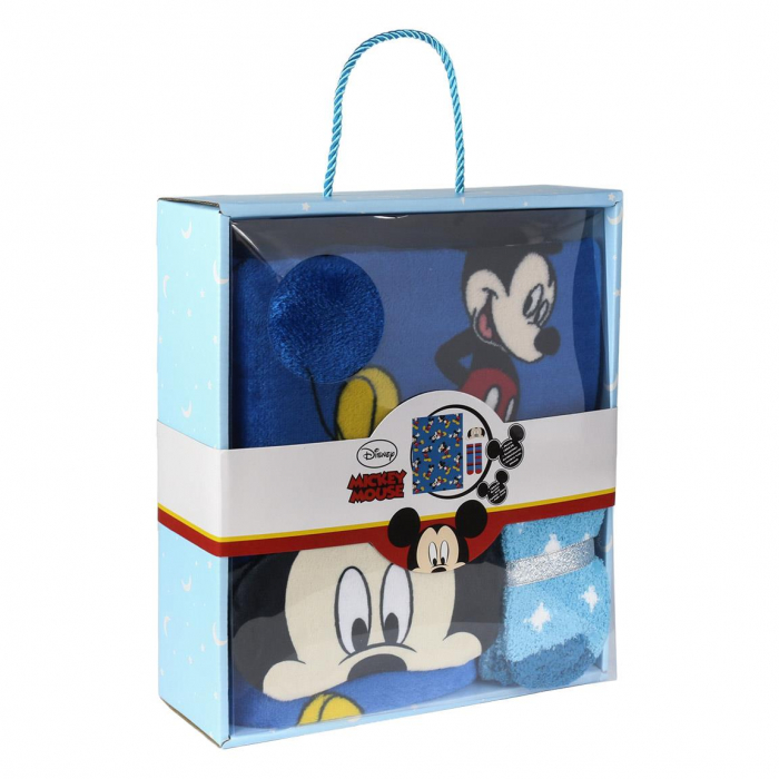 Set cadou patura pufoasa sosete si masca de dormit Mickey Mouse, 160x120 cm [2]