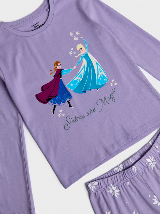 Pijama 2 piese cu maneca lunga din bumbac, Frozen Magic [2]