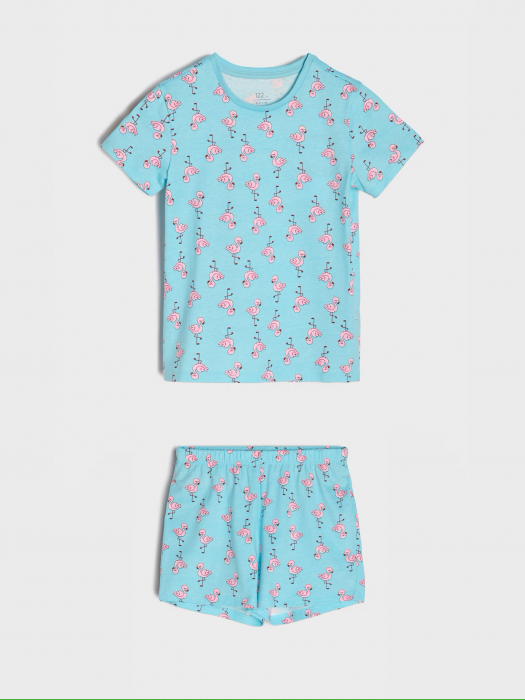 Pijama 2 piese cu maneca scurta din bumbac Flamingo [1]