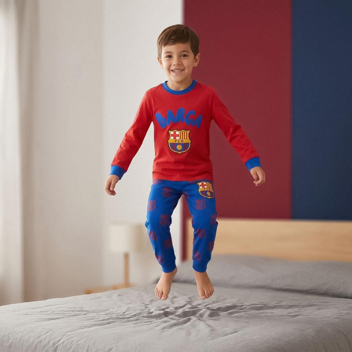 Pijama cozy cu mânecă lungă și design FC Barcelona [7]