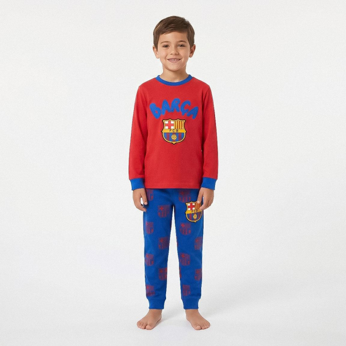 Pijama cozy cu mânecă lungă și design FC Barcelona [5]
