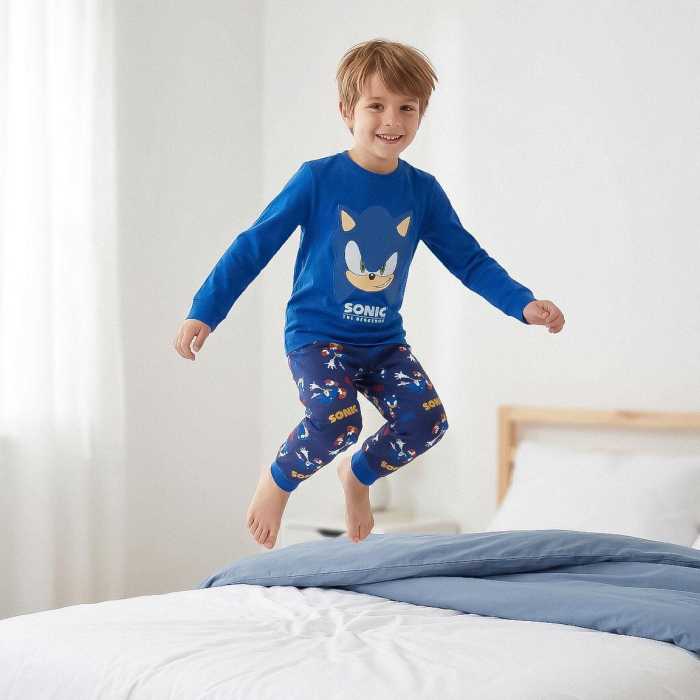 Pijama cozy cu mânecă lungă și design Sonic [7]