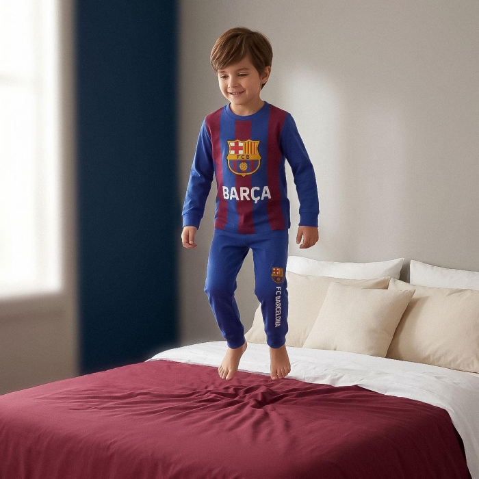 Pijama interlock cu mânecă lungă și design FC Barcelona [7]