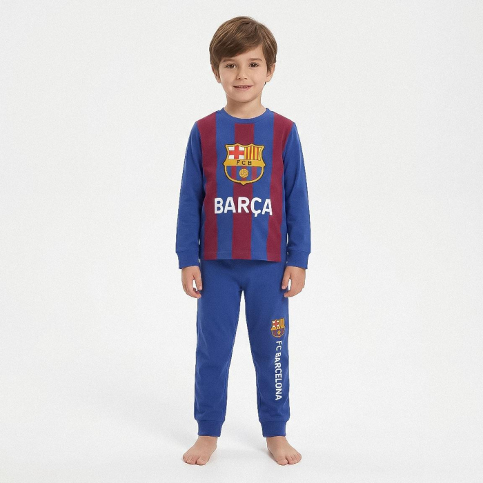 Pijama interlock cu mânecă lungă și design FC Barcelona [5]